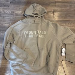 Essentials hoodie grey and cream size small