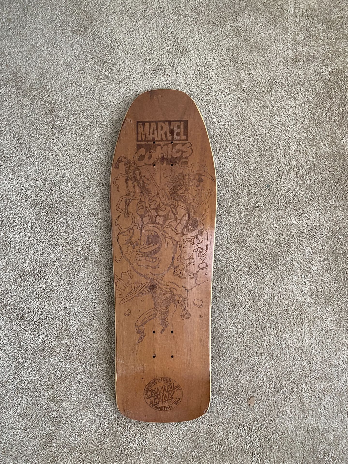 Santa Cruz 30th Anniversary x Marvel Wood Engraved Skateboard Deck