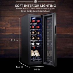 Bottle Compressor Wine Cooler Refrigerator w/Lock, Large Freestanding Wine Cellar Fridge, 41f-64f Digital Temperature Control Glass Door Black