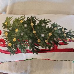 Brand New Holiday Sled Pillow - Seam Is Tearing 