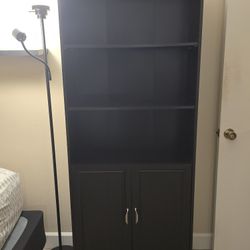 Black Bookshelf W/ Cabinet & Shelves
