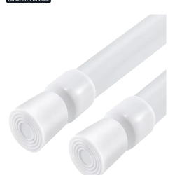 Two new 53 inch white spring curtain, wardrobe rod or shower curtain