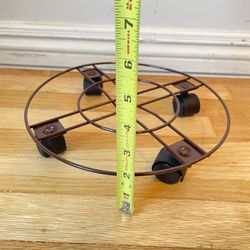 Metal Brown Cart Roller Wheel Plant Stand Base With Wheels