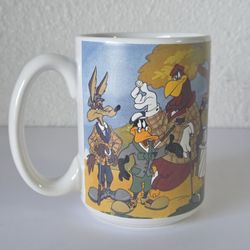 Vintage Warner Bros Studio Store Loony Tunes Golf Mug 1993 Bugs Tweety Taz Daffy