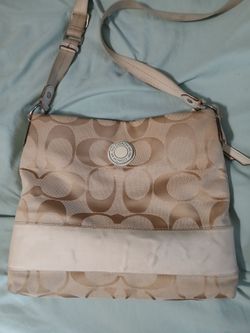 Beige and Light Brown COACH Purse