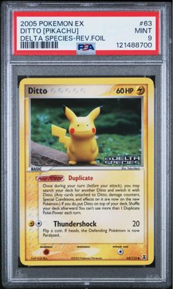 2005 Pokemon EX Ditto Pikachu Delta Species Reverse Holo #63 PSA 9