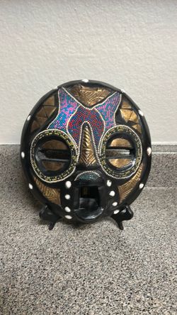 African Beaded Wood Tribal Mask