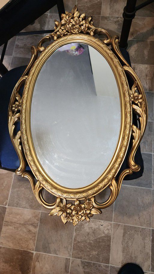Vintage Mid-century Rare 1940 S Y R O C O Gold Mirror Copyright Mcmlxv Model Number E114 May And USA