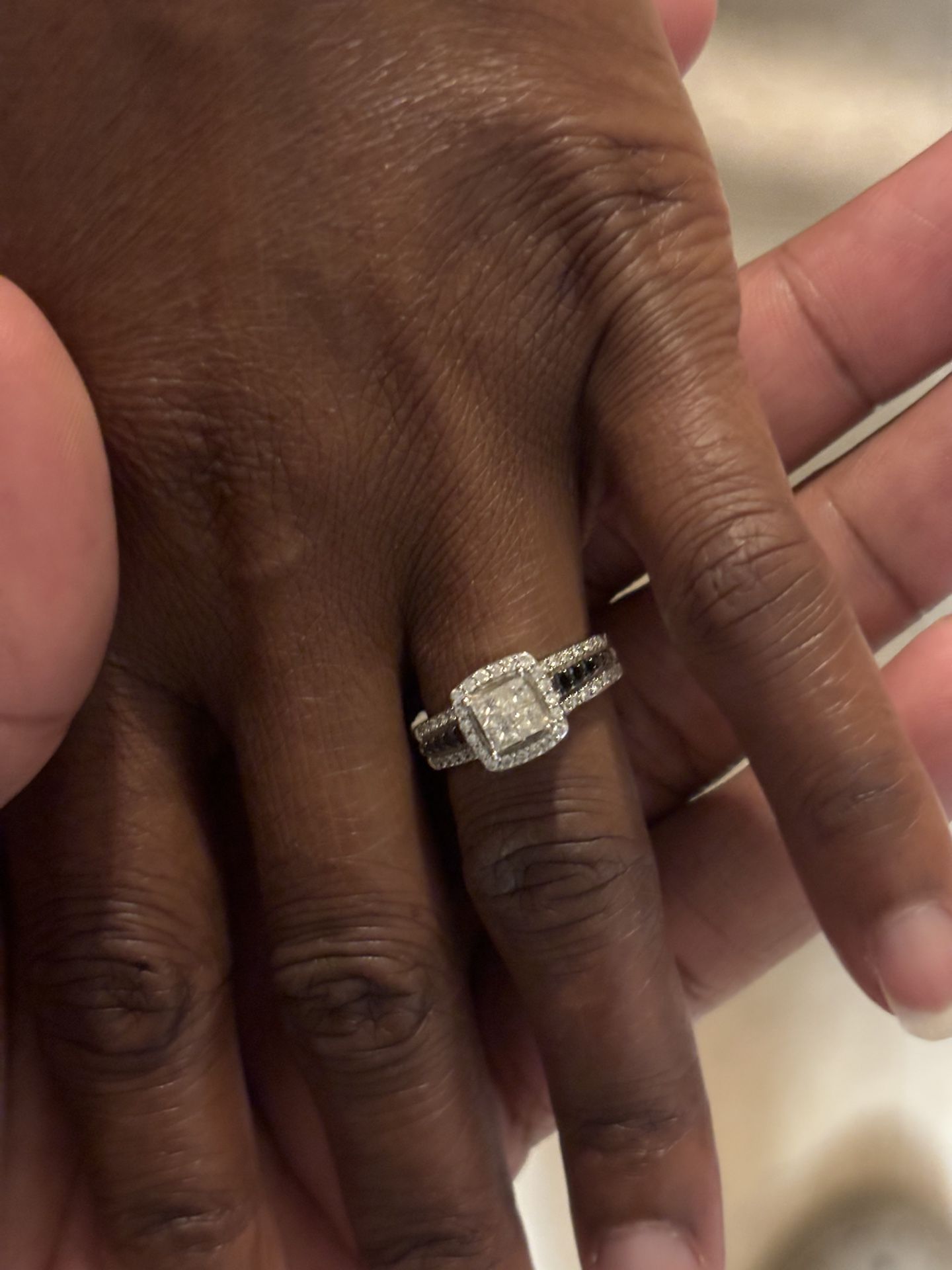 Brand New Diamond Wedding Ring With Black Diamonds 