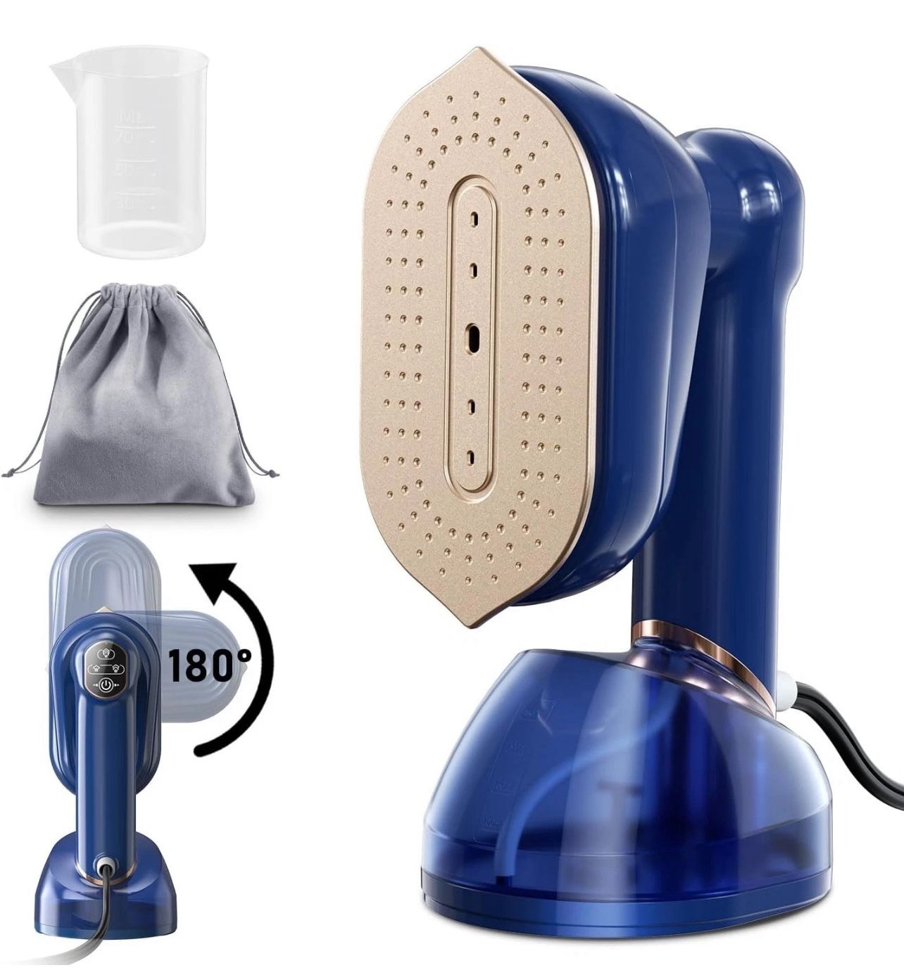 Steamer for Clothes, Travel Steamer & Iron 2-in1, Handheld Clothes Steamer-20s Heat-up, 230ml Large Tank, 180° Rotatable Handle, 1050W Portable Garmen