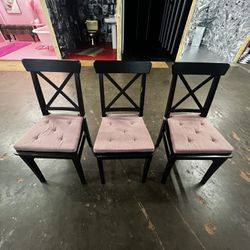 IKEA Black Chairs W/Cushions - INGOLF
