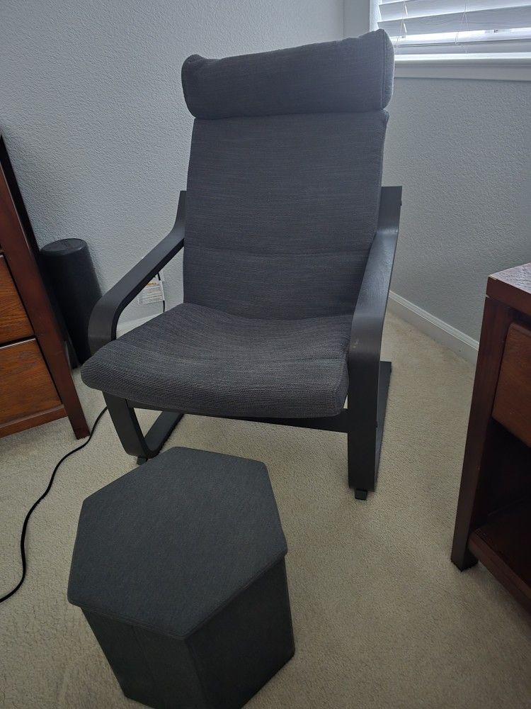 Ikea Poang Chair + Ottoman