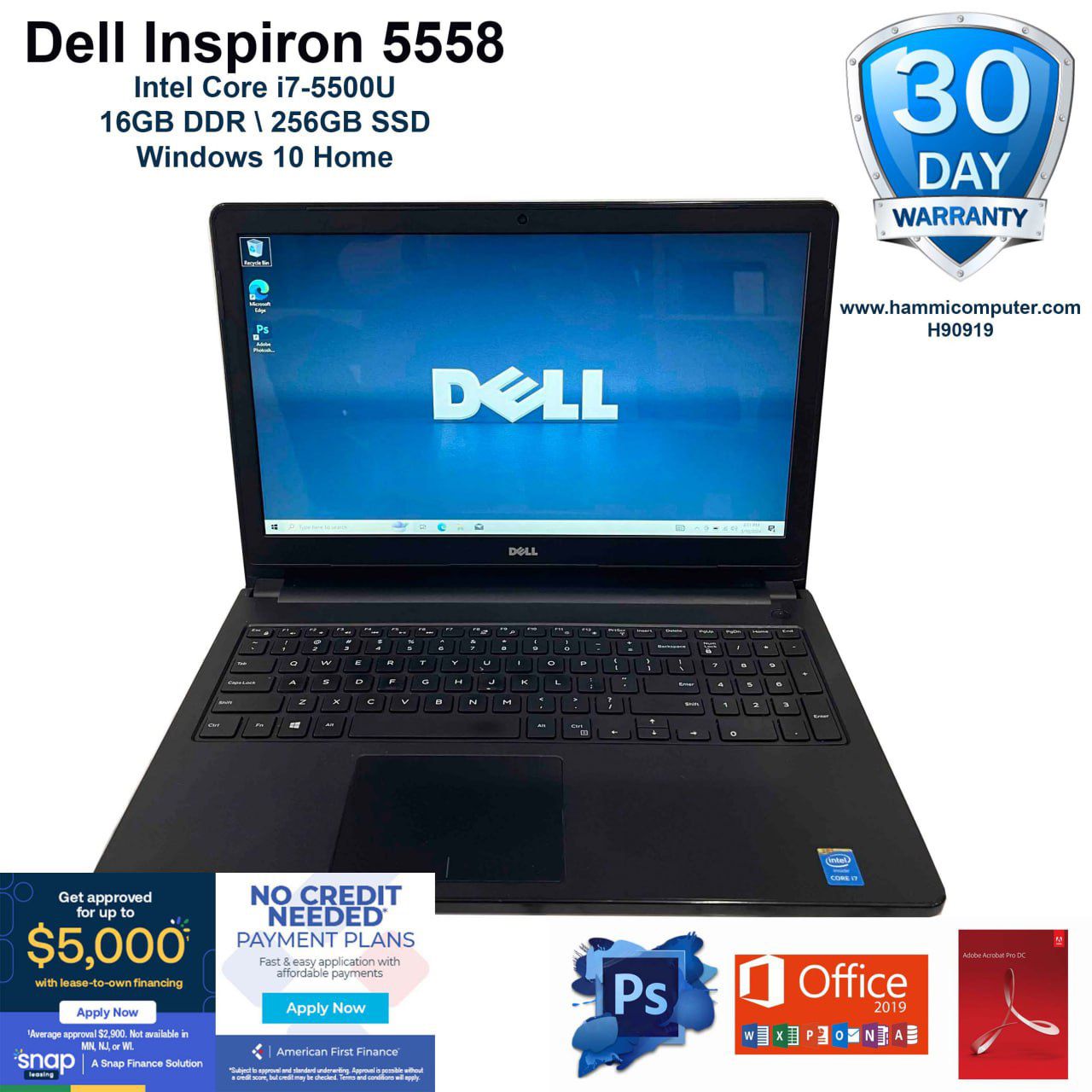 Dell Inspiron 5558, Intel Core i7, 16GB, 256GB SSD "H90919"