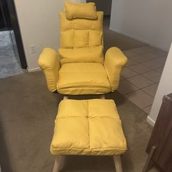 New Modern Minimalist Tech Fabric Solid Wood Square Reclining Accent Chair With Backrest & Armrest For Living Room