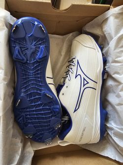 Mizuno Sweep 6 Low Women's Metal Fastpitch Softball Cleat SIZE 9 WHITE / ROYAL