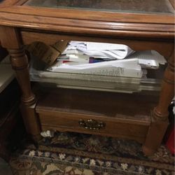 Coffee Table Solid wood With Glass Top