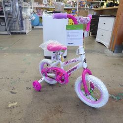 Huffy 12 Sea Star Kids Girls Bike, Fits Riders 31 – 35, White and Pink