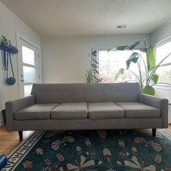 Custom Made Grey Mid Century Style Couch Sofa