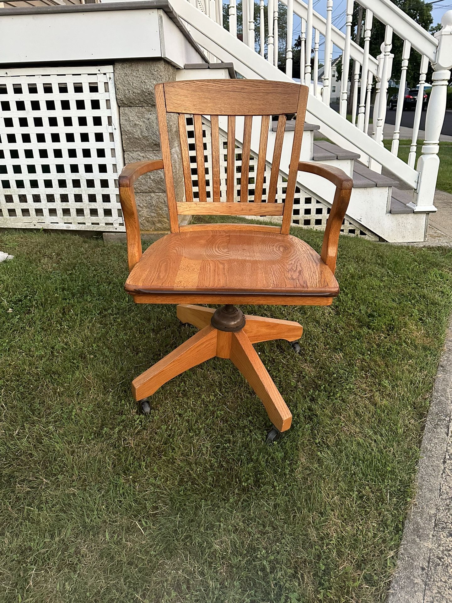Vintage High Point bending and chair company light oak desk chair