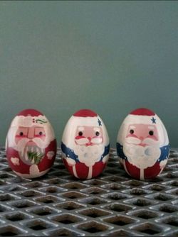 Wooden Santa Painted Eggs - $10.00 each