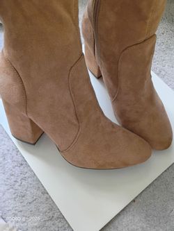 Madden Girl Gold Faux Suede Block Heel ankle  Boots