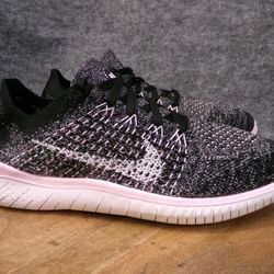 Like New Nike Womens Free RN Fly Knit 2018 Blk Gray Pink Running Shoes Size 5.5