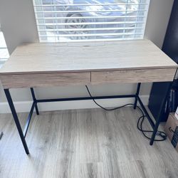 Loring Wood Writing Desk with Drawers and Charging Station - Threshold