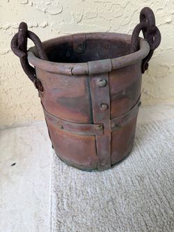 Antique Copper and Iron Riveted Bucket