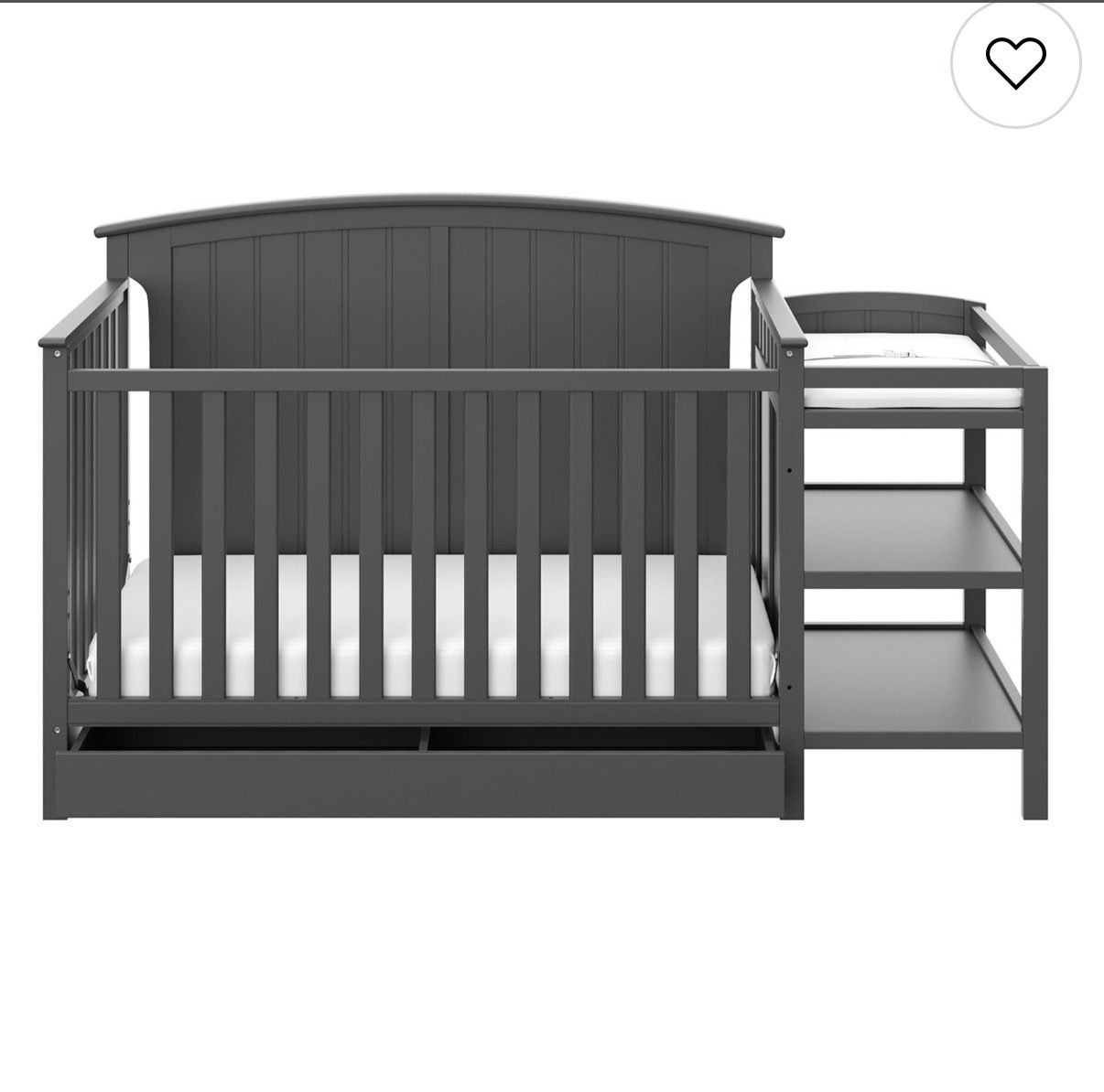 Grey Gray Baby Infant Convertible Toddler Child Bed Crib Mattress
