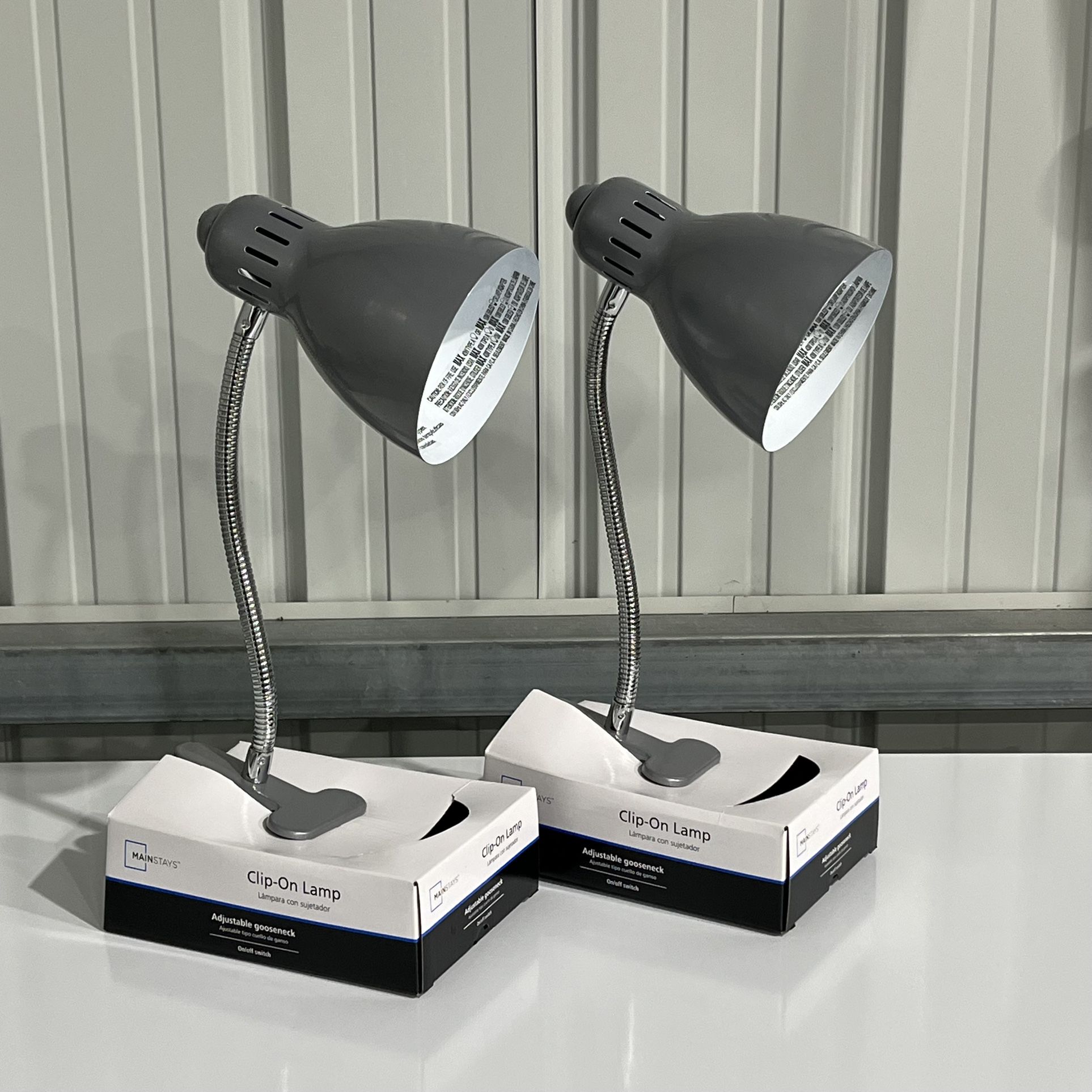 NEW Pair of Clip Lamps - Nickel Finish