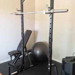 Weight Rack And 35 Lb Bar