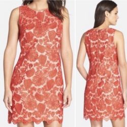 Vince Camuto Red Lace Overlay Dress - Size 8