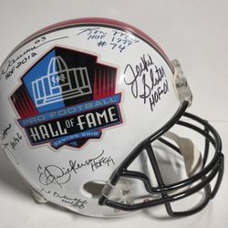 Joe Greene Eric Dickerson Warren Moon Multi Star Autographed Pro Football HOF Helmet
