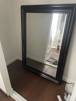 Large Black Framed Beveled Floor Mirror