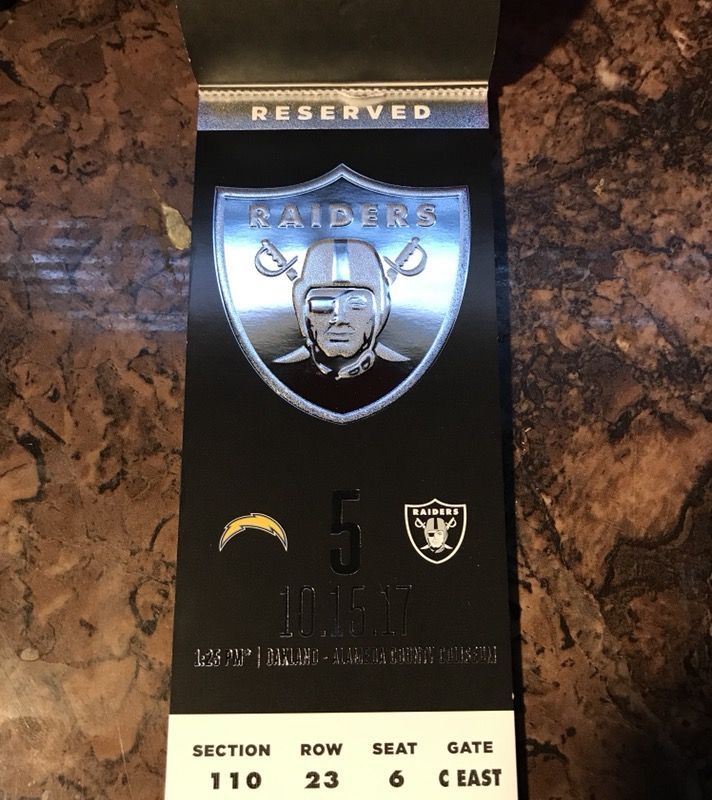 Single game ticket Raiders vs Chargers