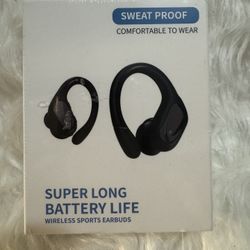 Wireless sweat proof sports earbuds with super long battery 
