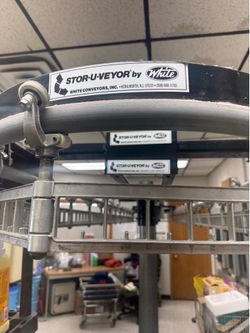 White Stor-U-Veyor Motorized Garment Conveyor – Working Condition – Commercial Dry Cleaning Rack