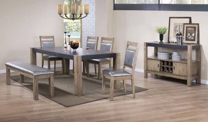Dining Table & 4 Chairs & 1 Bench