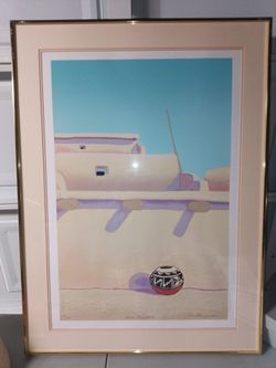 Southwestern Scene 1 or Acoma Pueblo I by artist Jo Thompson.