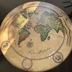 Round Table With Old World Hand Painted Map