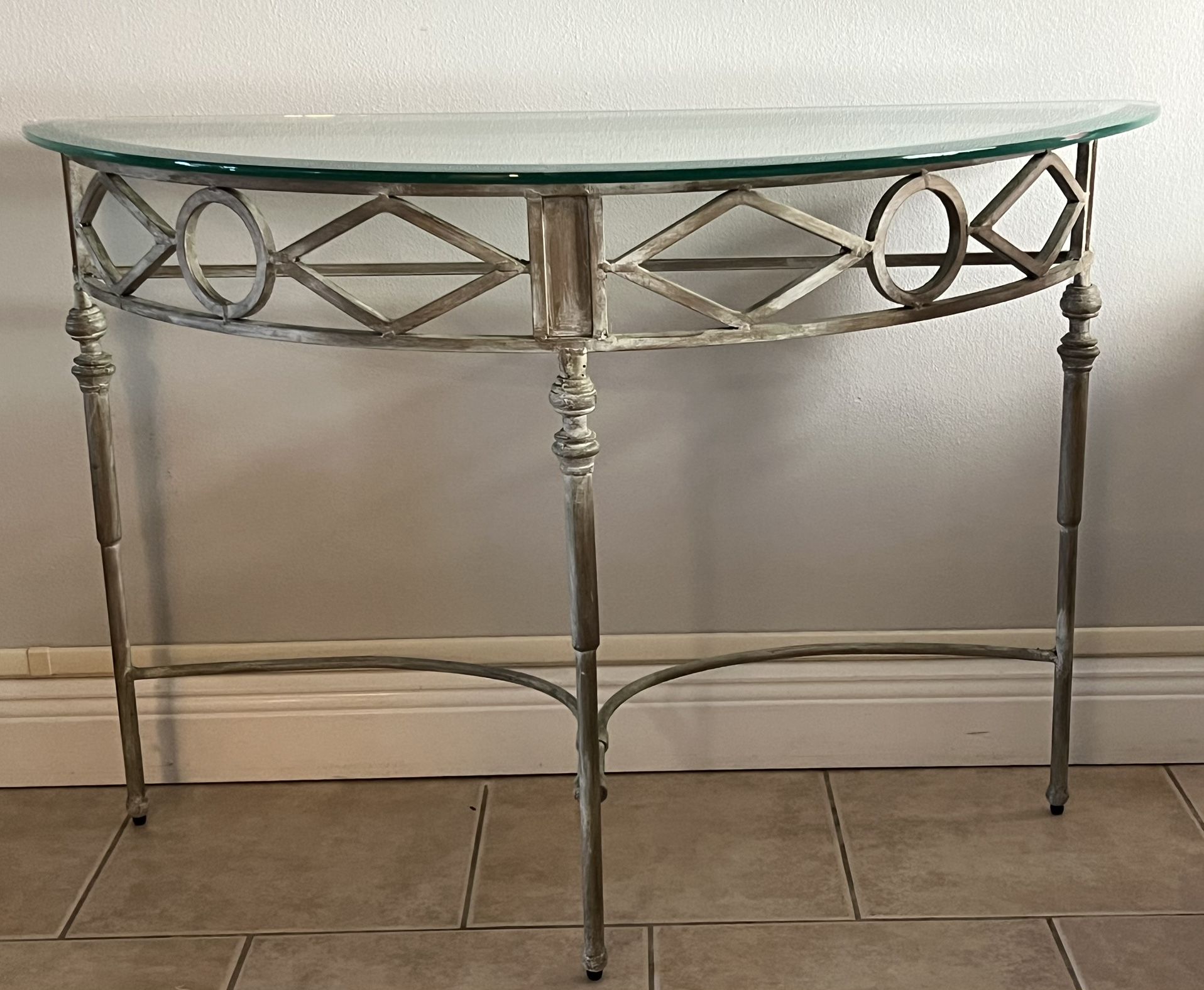 Half Moon Glass Topped Entryway Console Table