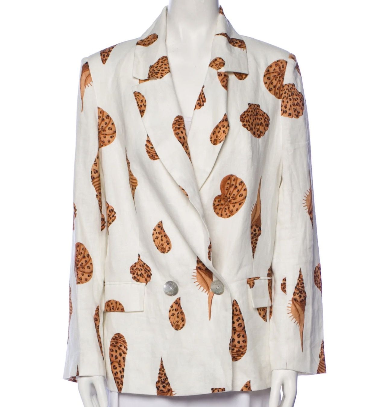FARM RIO women’s  Leopard Shell Blazer 100% linen size S