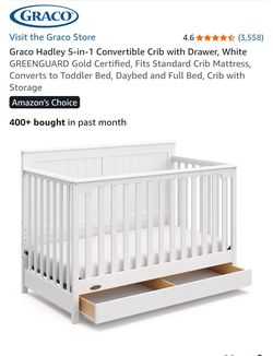 Graco Hadley 5-in-1 Convertible Crib with Drawer, White