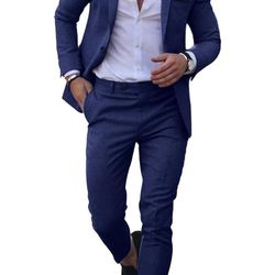 Men 2 Piece Suits Slim Fit Set Business Party Wedding Suit Jacket & Pants