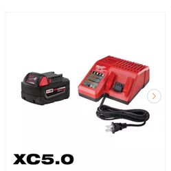 Milwaukee 5ah  battery and charger