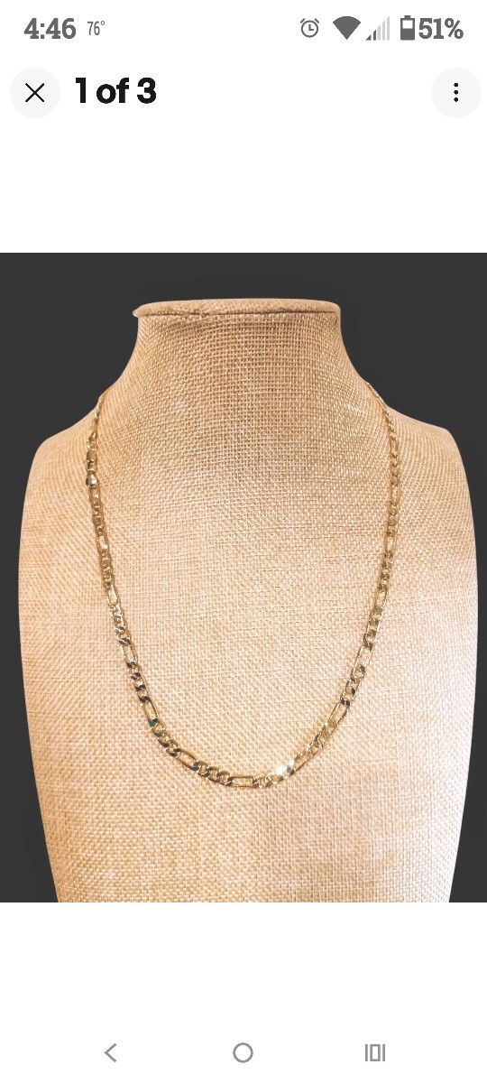 Unisex 18k Italian Gold Filled Layered Figaro Chain 22 Inch 5.5mm No Tarnish