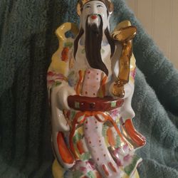 Vintage Chinese Famille Rose Statue 12" Tall