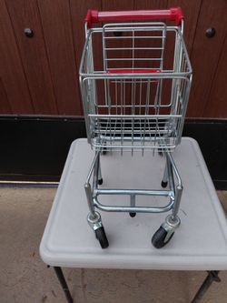 Mini Metal Shopping Cart with Red Handle