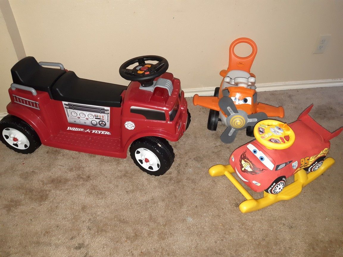Radio Flyer Power Wheels Fire Truck w/ charger as well as other ride on toys!