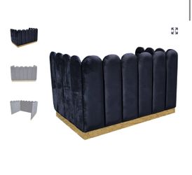 Black Velvet DJ booth cover  It can be assembled as 8 by 4  Or be extended with 2 extra sides each 2ft.  Custom made  Never used